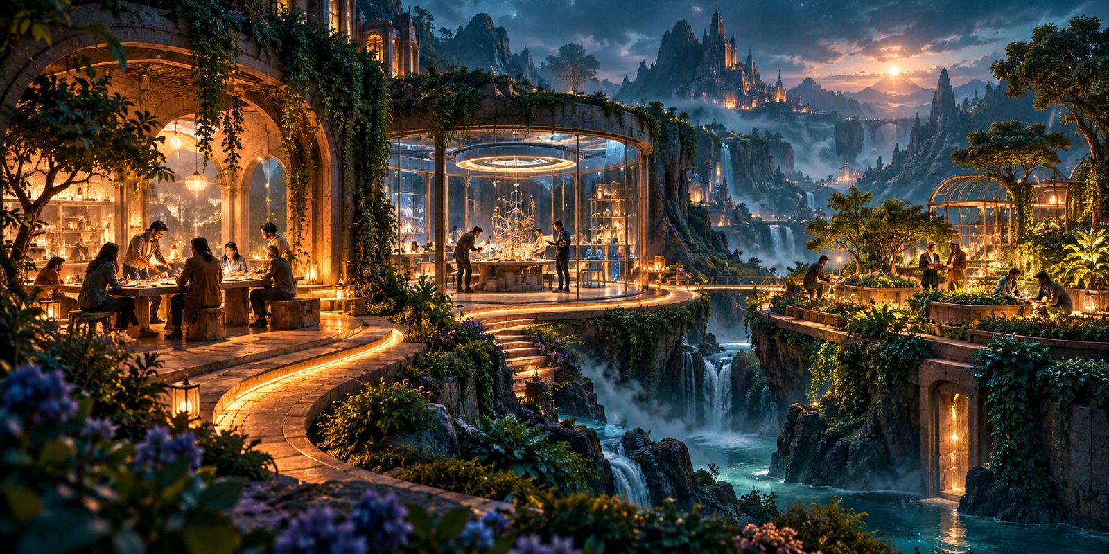 An illuminated path connects discovery, pilot testing, and operational learning spaces.